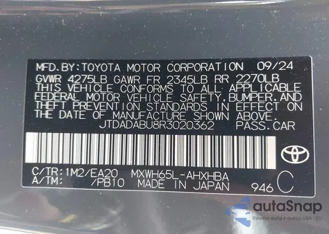 2024 Toyota Prius Limited Awd-E from USA, damaged, VIN JTDADABU8R3020362